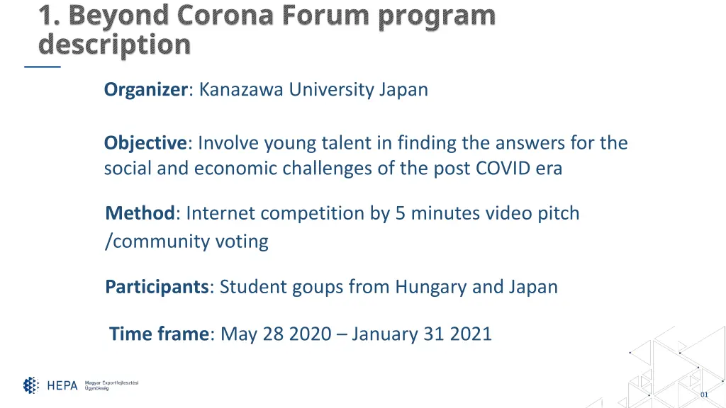 1 beyond corona forum program description