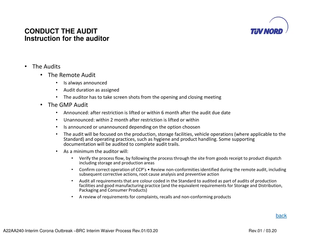 conduct the audit instruction for the auditor 2