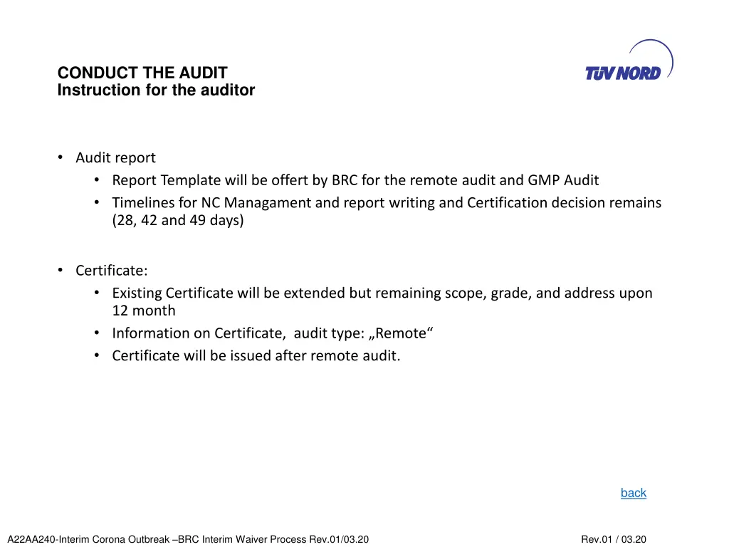 conduct the audit instruction for the auditor 3