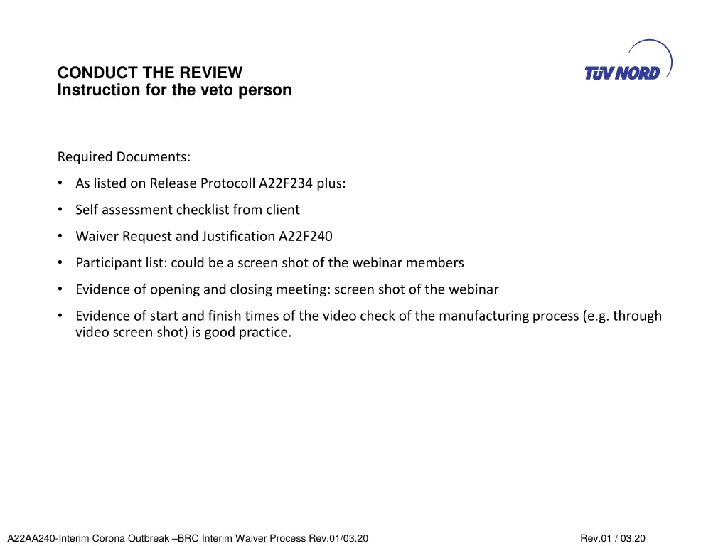 conduct the review instruction for the veto person