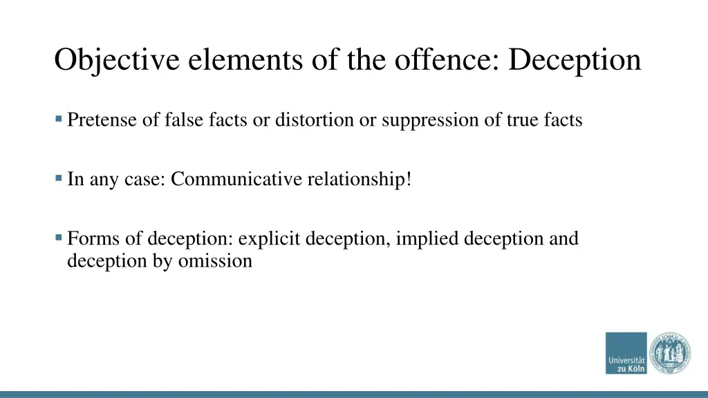 objective elements of the offence deception