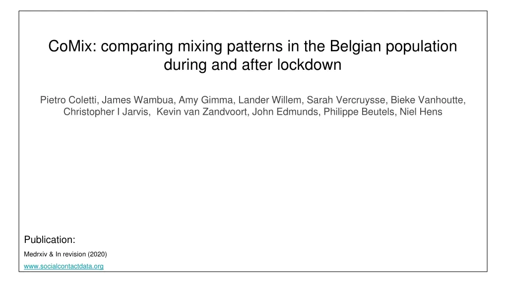 comix comparing mixing patterns in the belgian