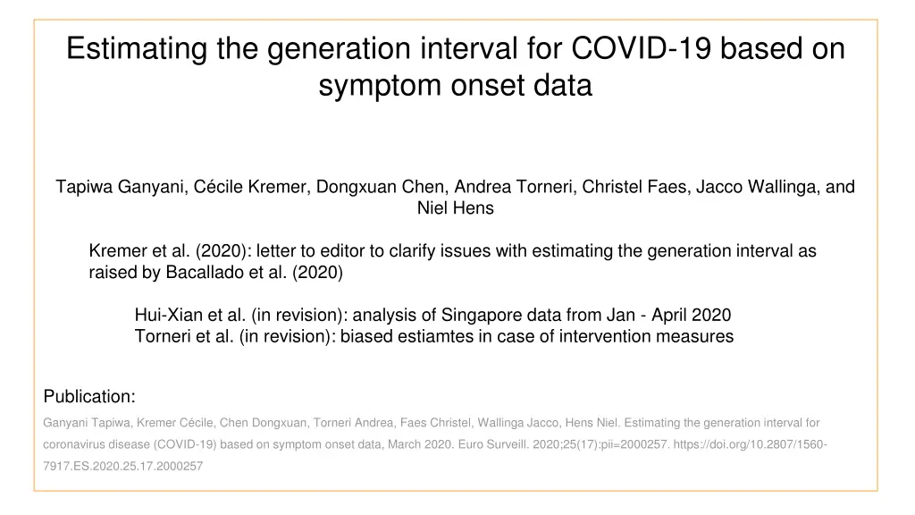 estimating the generation interval for covid