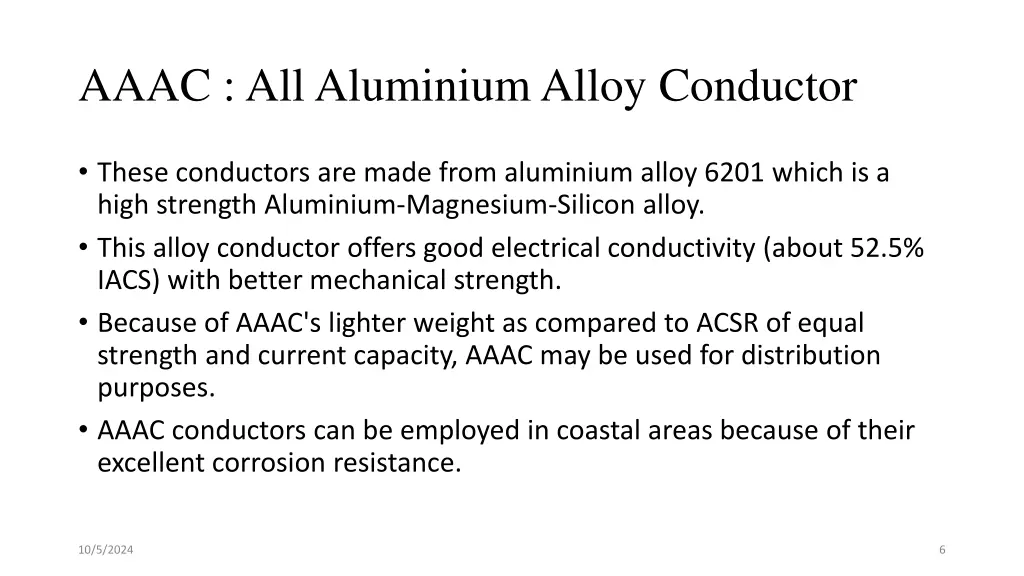 aaac all aluminium alloy conductor