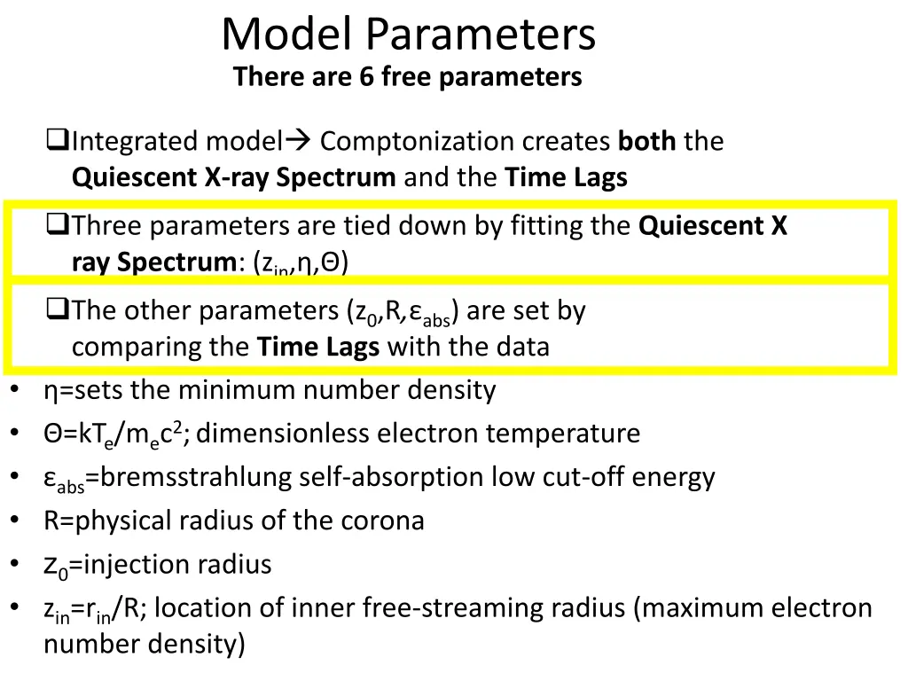 model parameters there are 6 free parameters