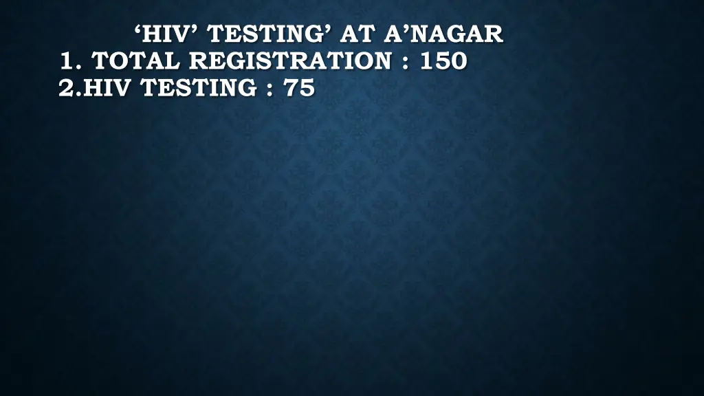 hiv testing at a nagar 1 total registration