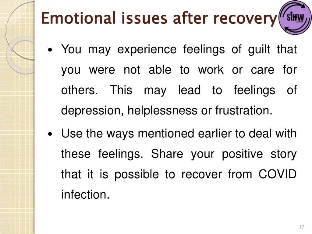 emotional issues after recovery