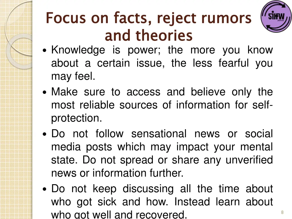 focus on facts reject rumors and theories