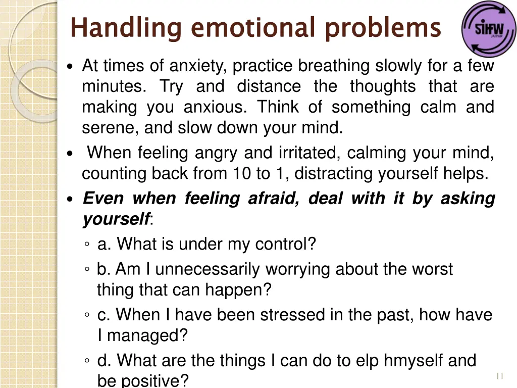 handling emotional problems