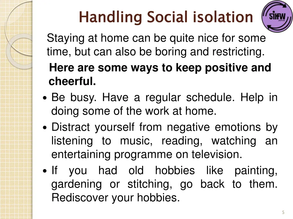 handling social isolation staying at home