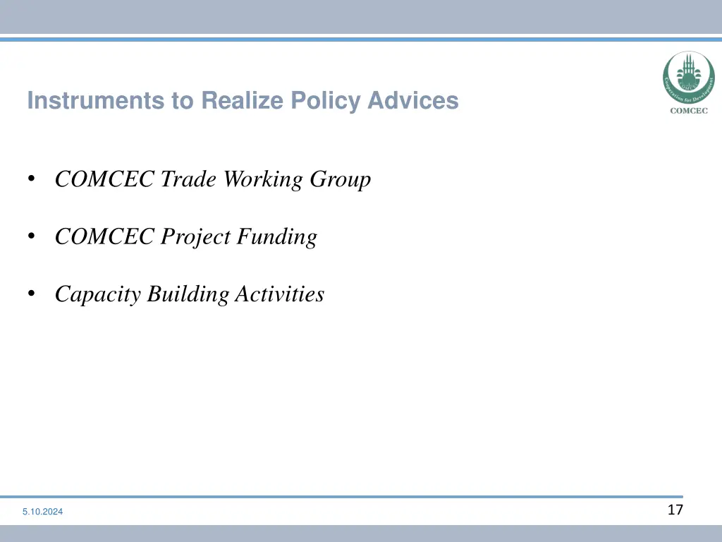 instruments to realize policy advices