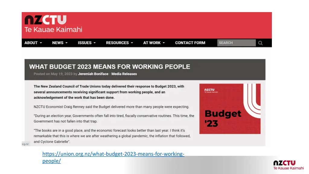 https union org nz what budget 2023 means