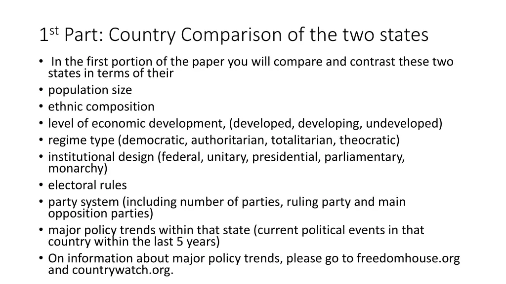 1 st part country comparison of the two states