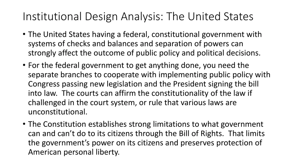 institutional design analysis the united states