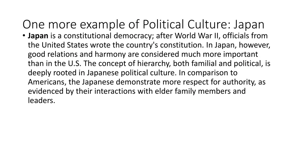 one more example of political culture japan japan