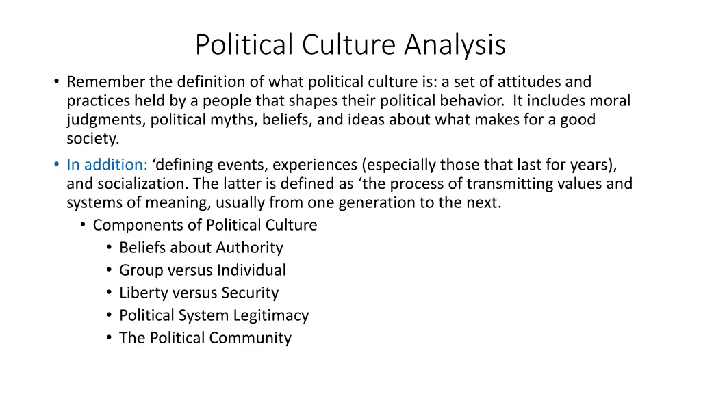 political culture analysis remember