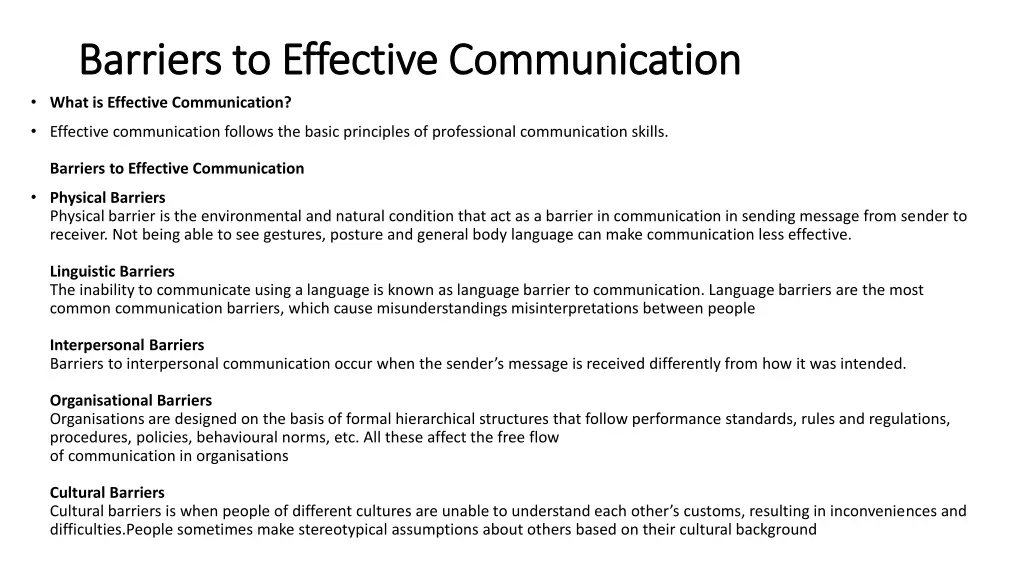 barriers to effective communication barriers