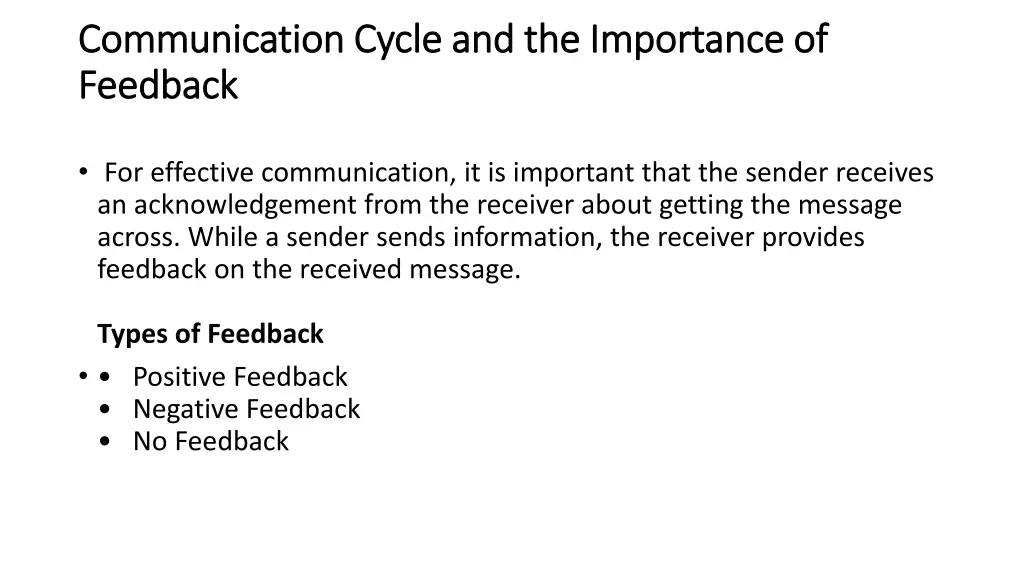 communication cycle and the importance