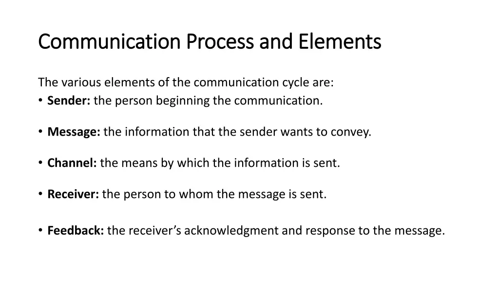 communication process and elements communication