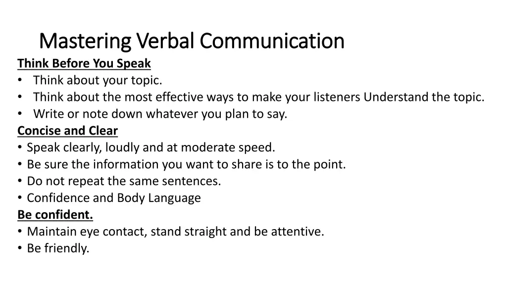 mastering verbal communication mastering verbal