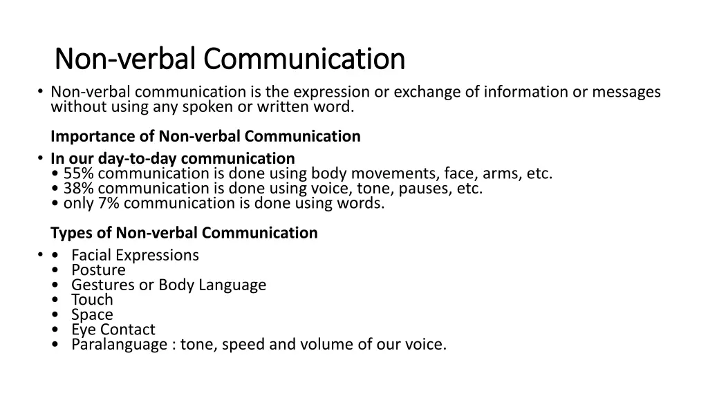 non non verbal communication verbal communication