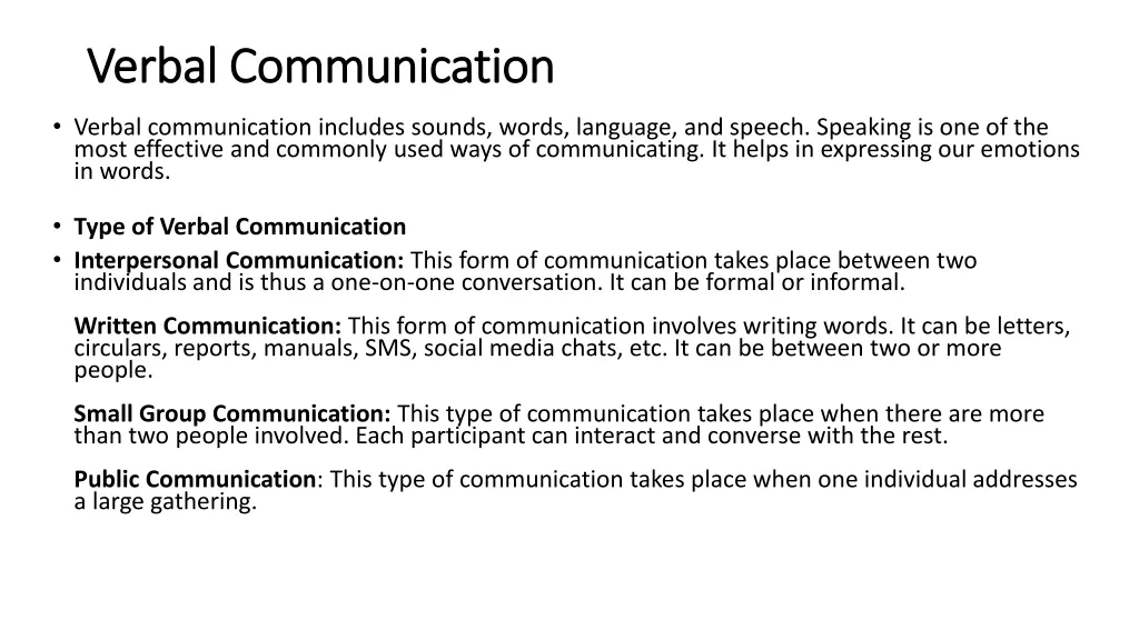 verbal communication verbal communication