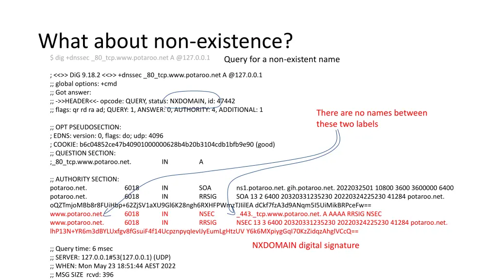 what about non existence dig dnssec