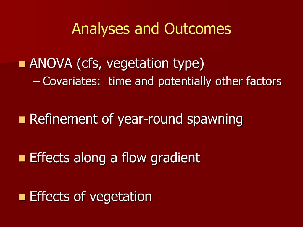 analyses and outcomes