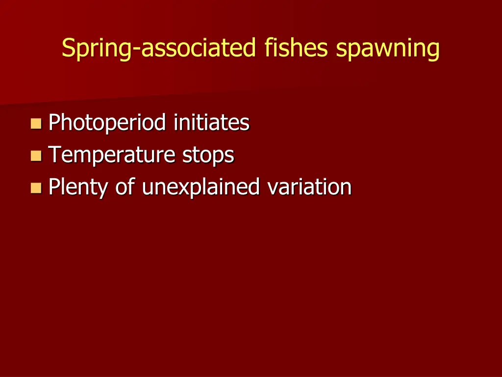 spring associated fishes spawning