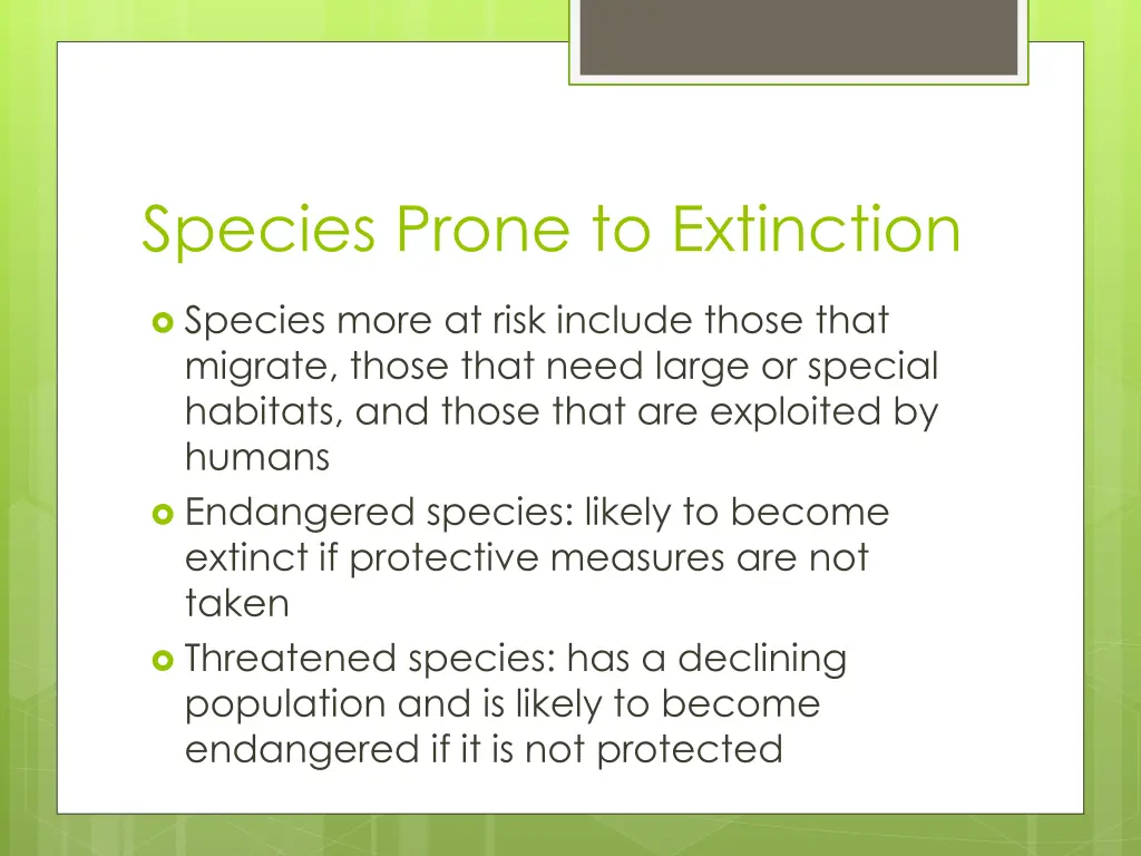 species prone to extinction