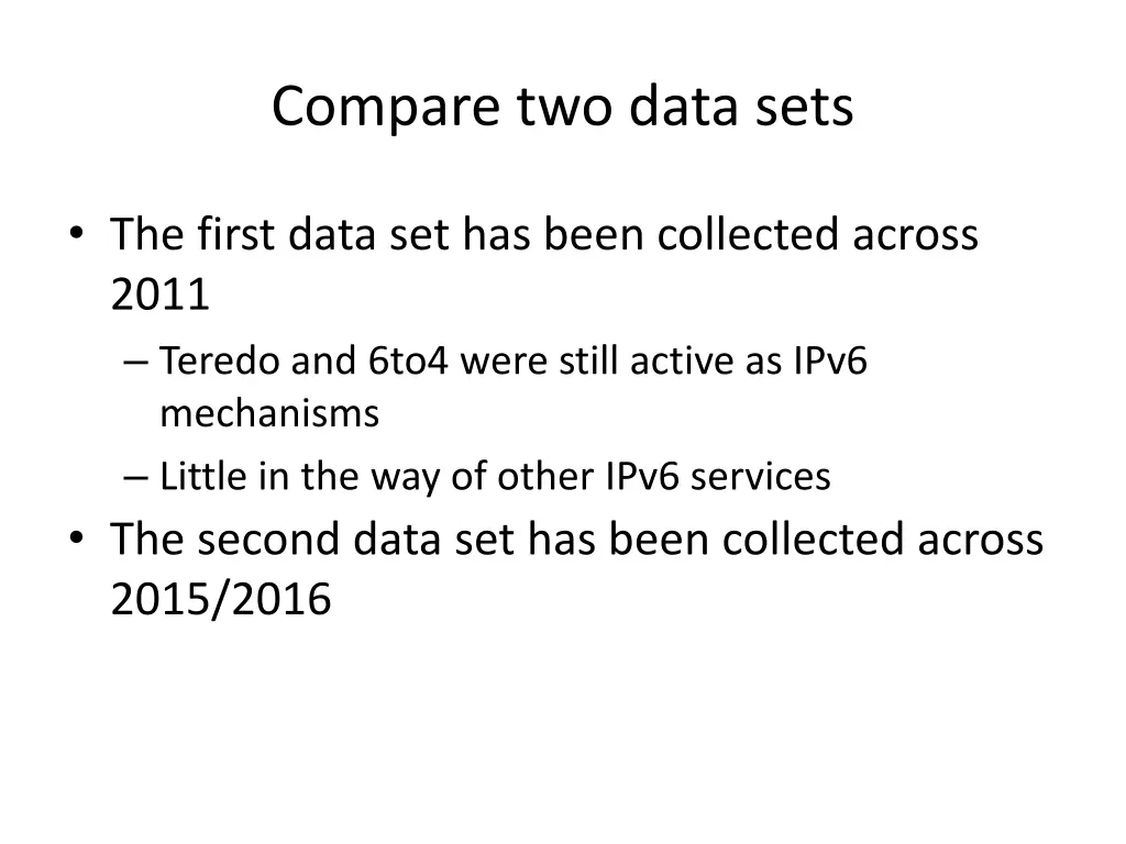 compare two data sets