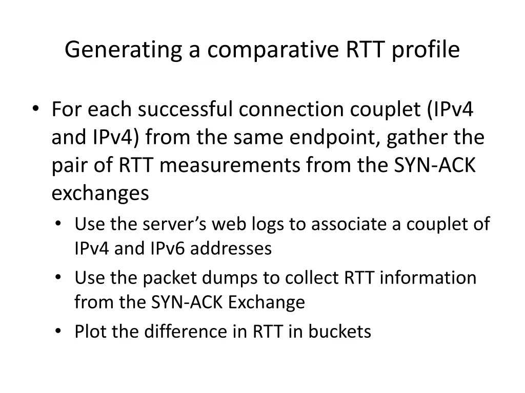 generating a comparative rtt profile