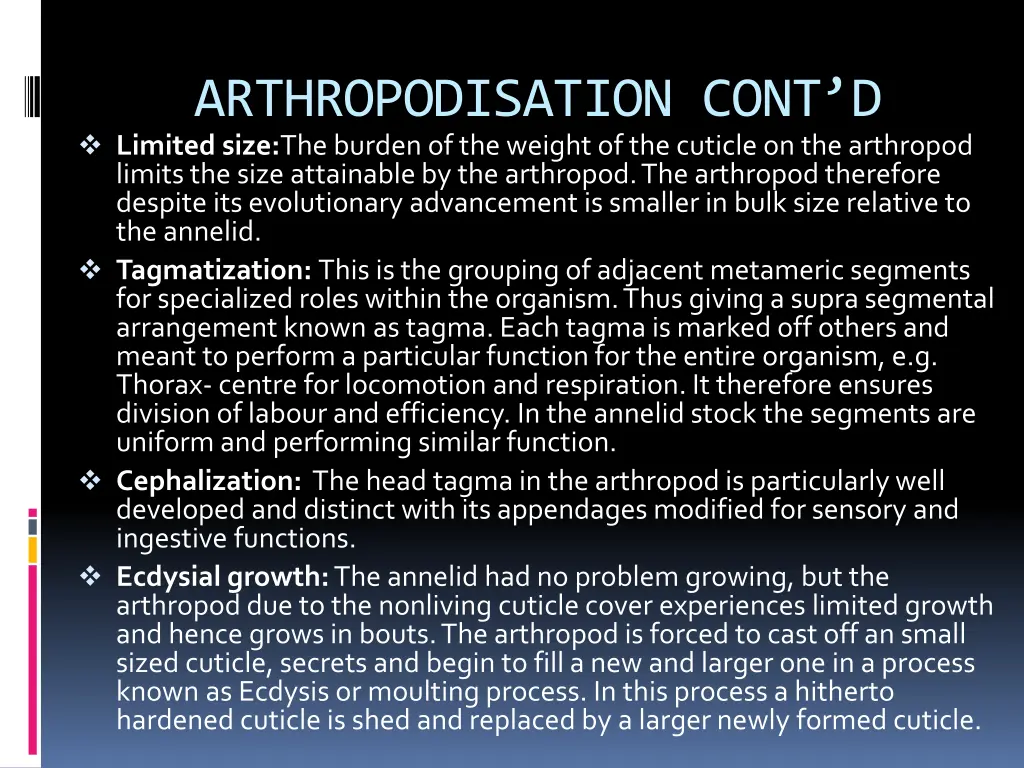 arthropodisation cont d limited size theburden