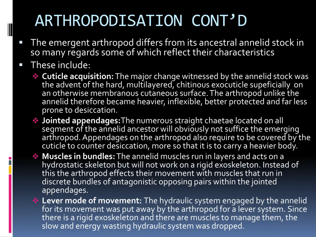 arthropodisation cont d