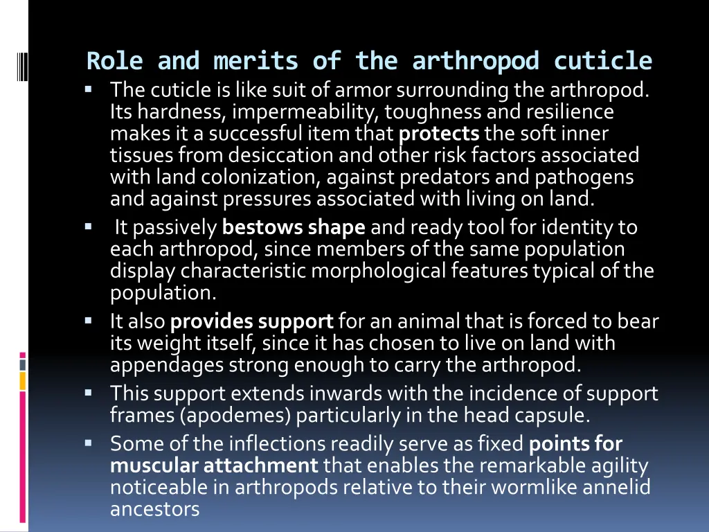 role and merits of the arthropod cuticle