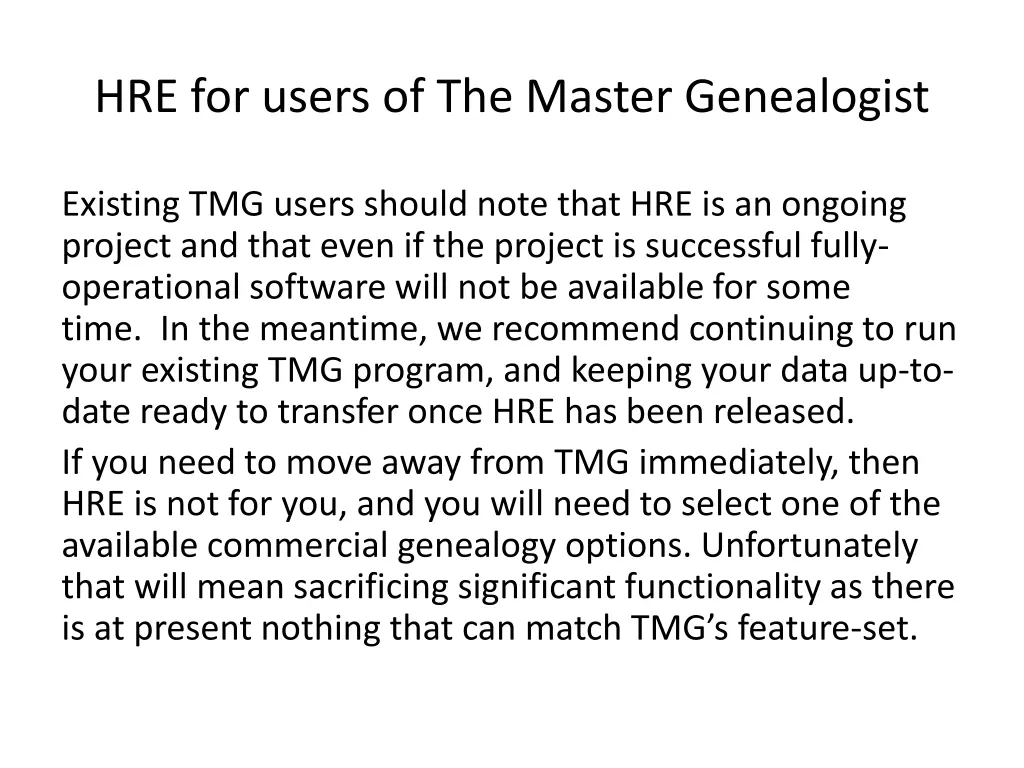 hre for users of the master genealogist 1