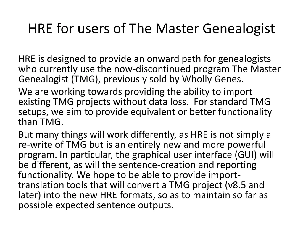 hre for users of the master genealogist