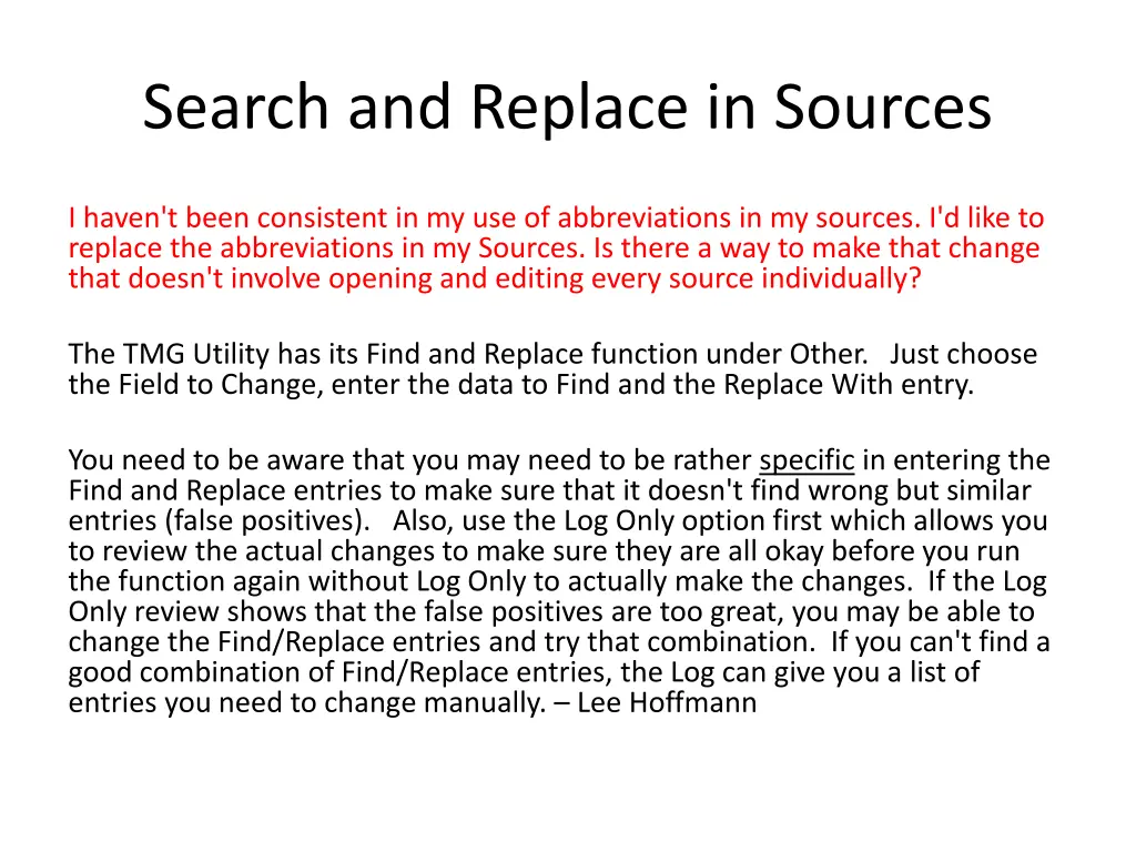 search and replace in sources