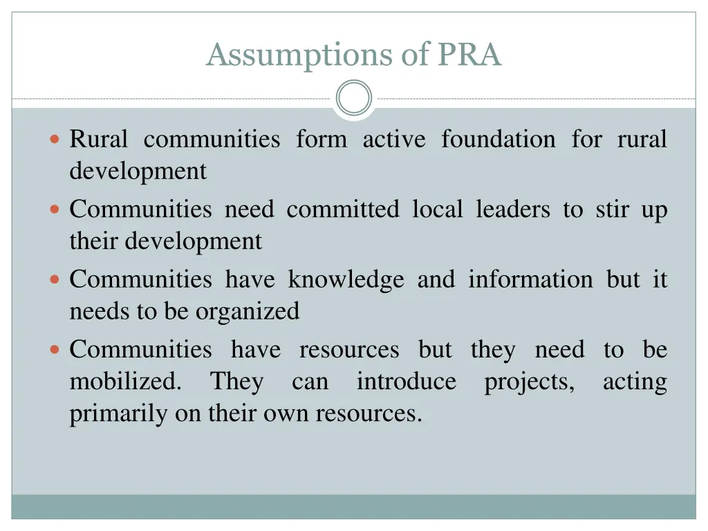 assumptions of pra