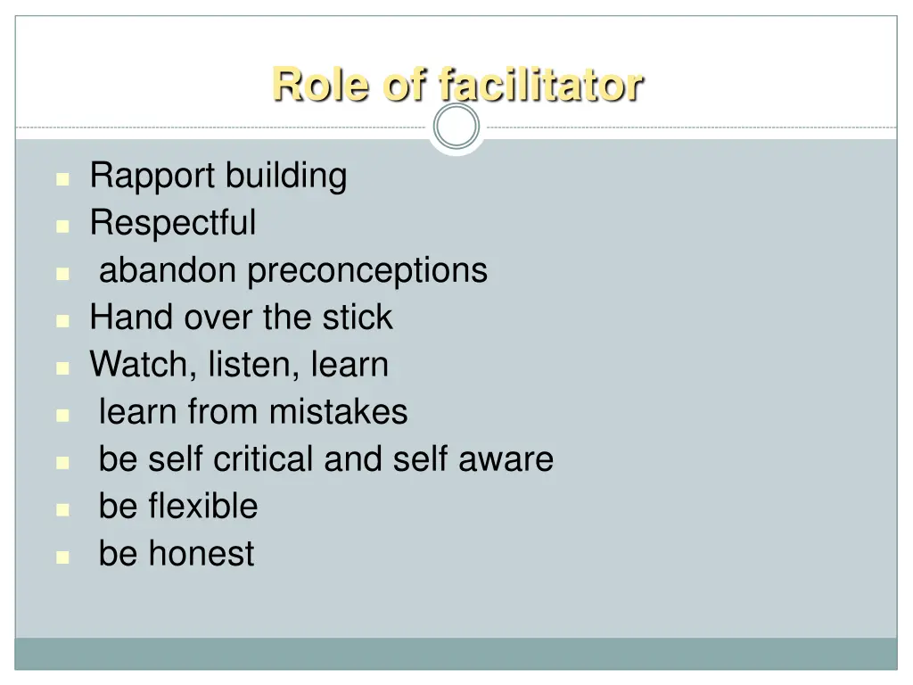 role of facilitator