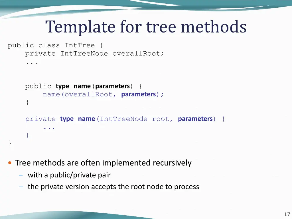 template for tree methods