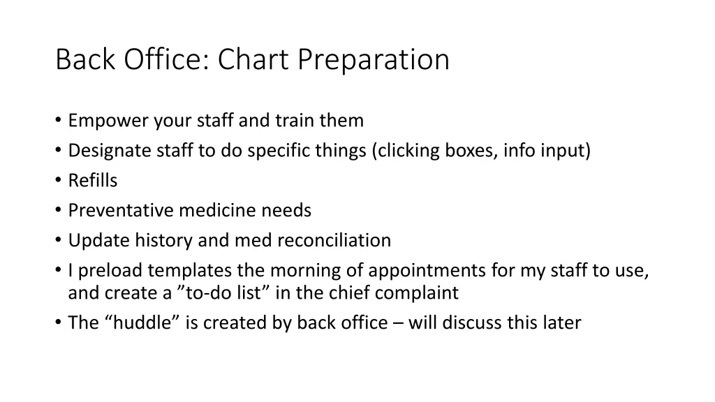 back office chart preparation