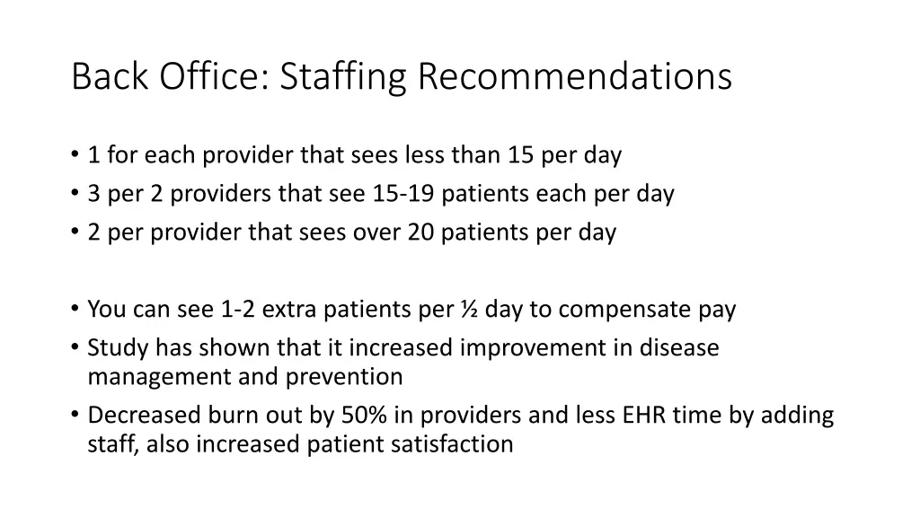 back office staffing recommendations