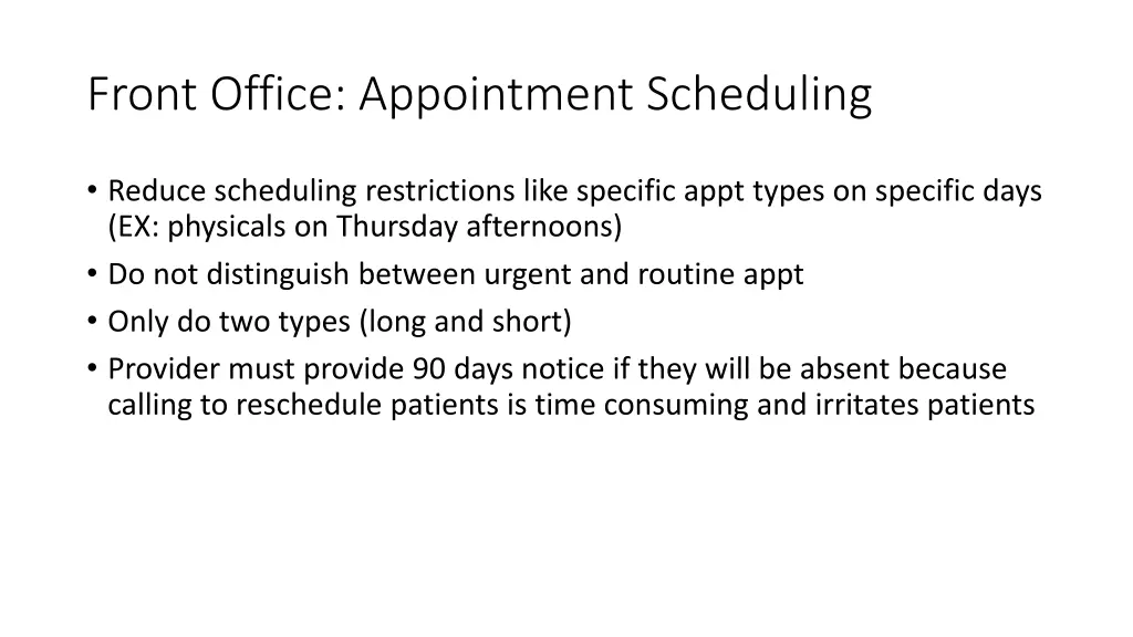 front office appointment scheduling 1