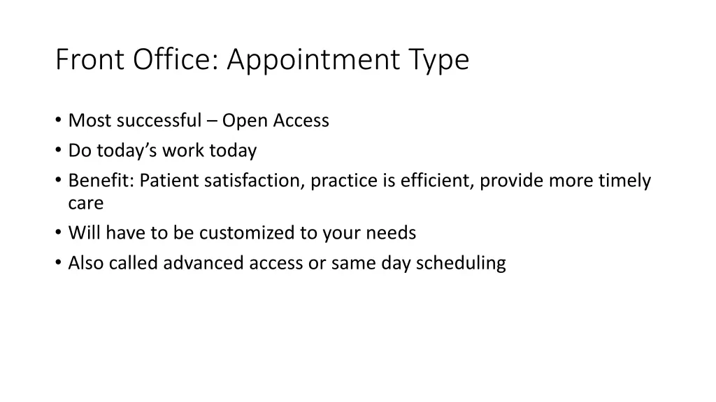 front office appointment type