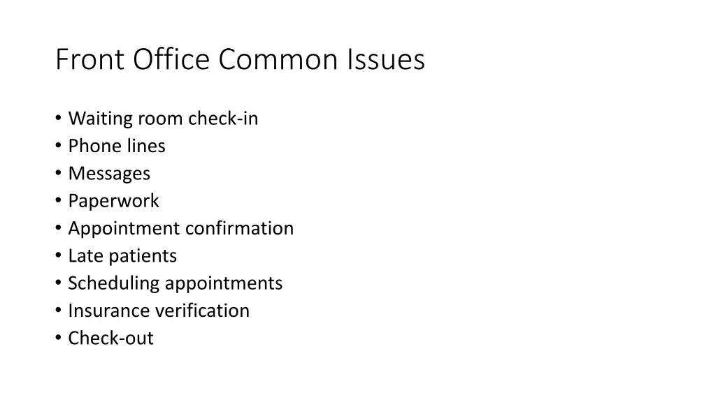 front office common issues