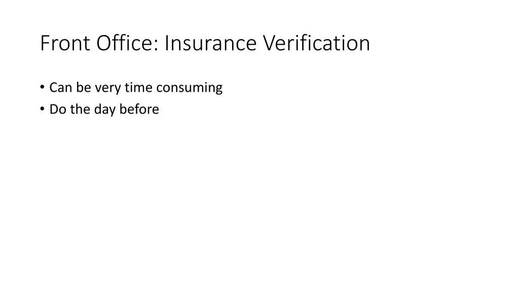 front office insurance verification