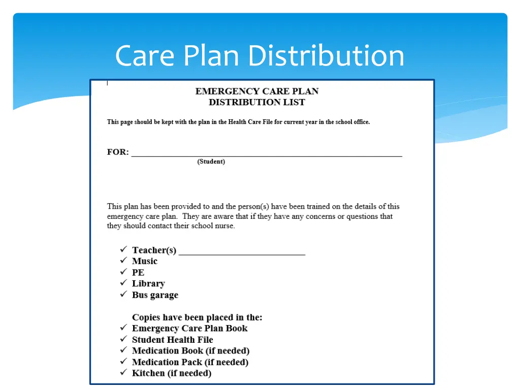 care plan distribution