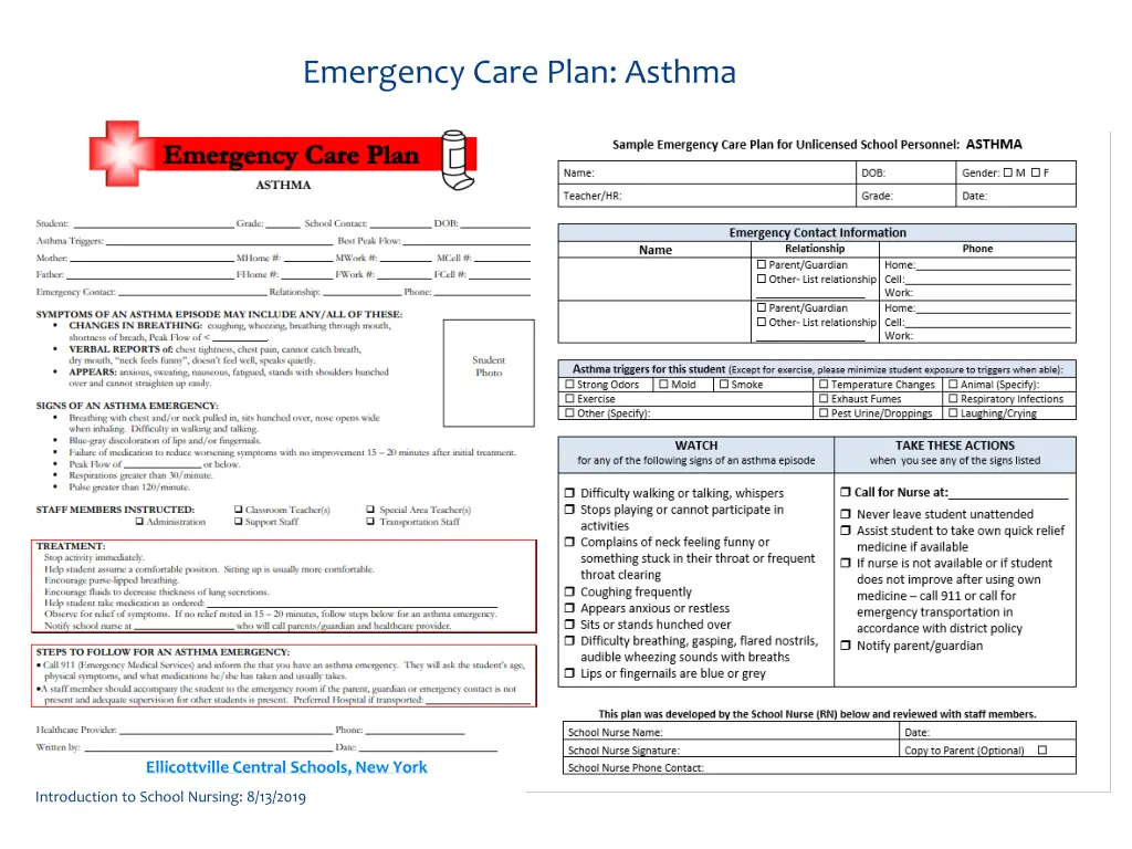 emergency care plan asthma