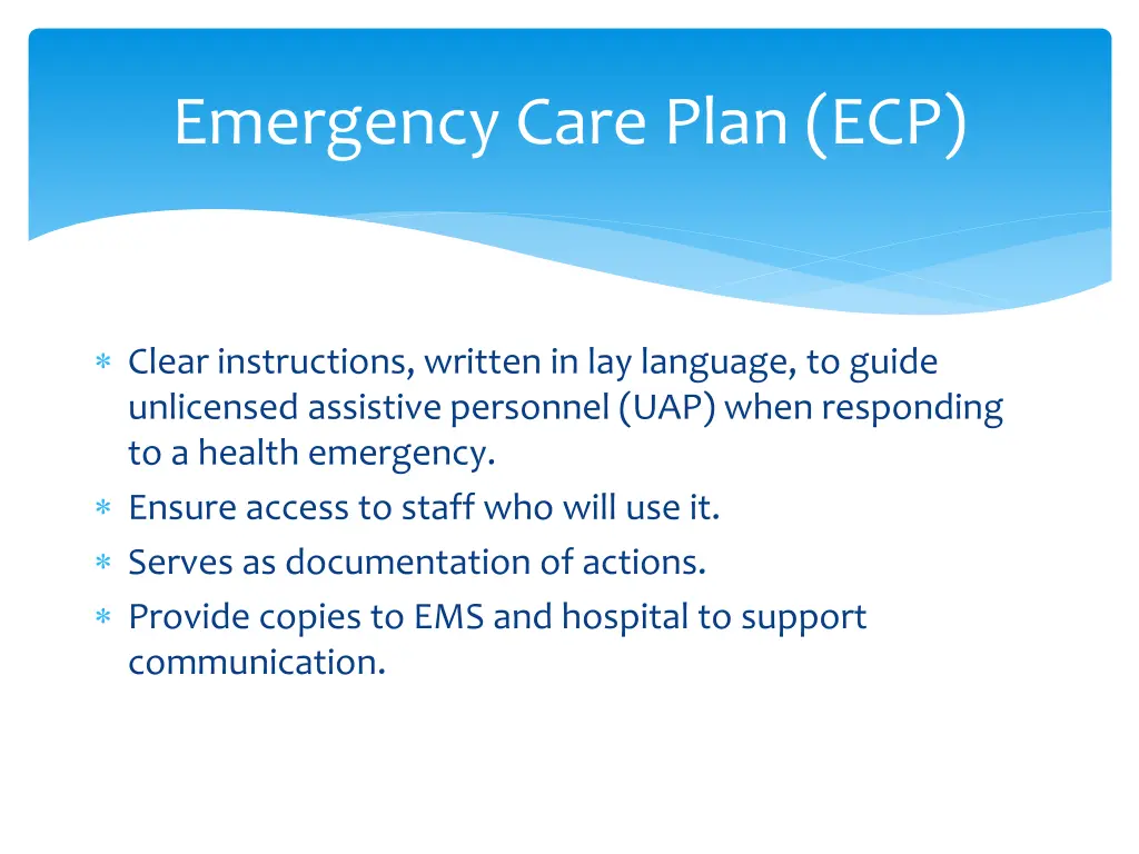 emergency care plan ecp